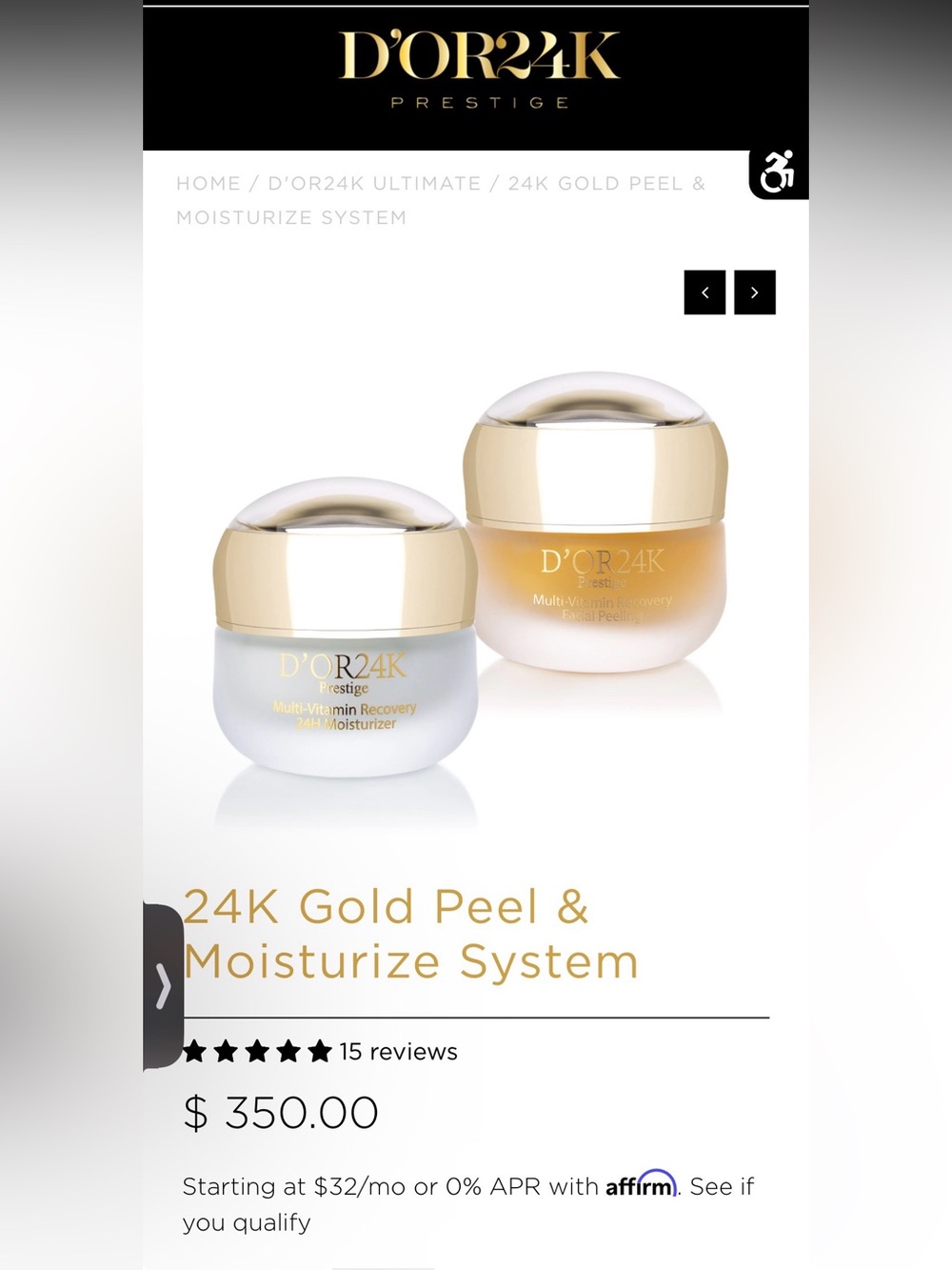 D'Or Skincare 24K Gold & White Moisturizer Duo - with COA